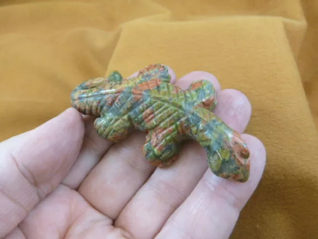 (Y-LIZ-UR-702) Green Orange UROMASTYX LIZARD carving FIGURINE gemstone lizards