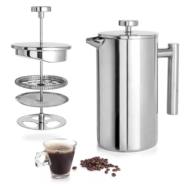 350ML Stainless Steel Double Wall French Coffee Press Tea Pot Plunger Maker