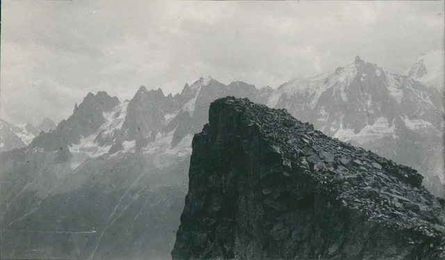 Tirage Vintage Chamonix Vue Générale, Circa 1885 - Format 8,5x17 Cm, Tirage Albuminé Original