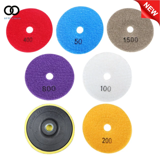 Diamond Polishing Pads 4 Inch  7 Pieces for Concrete Marble Quartz Stone
