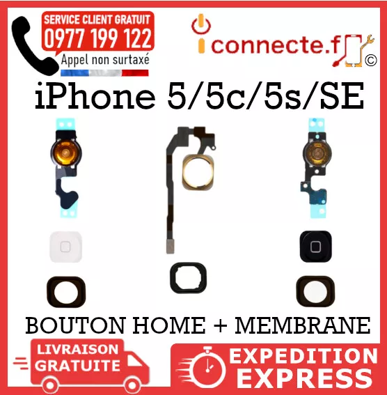 Nappe Complet + Home Bouton Iphone 5 / 5C / 5S / Se  Noir , Blanc ,Or + Membrane 2