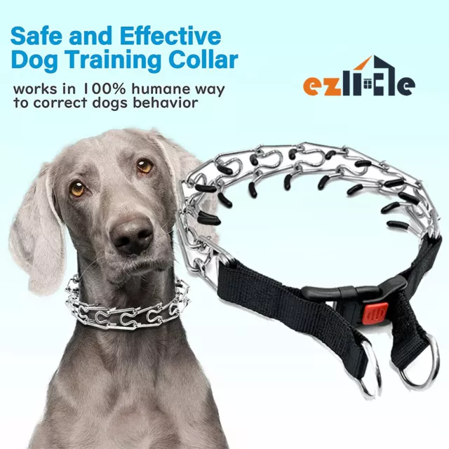 Necklace Studded Adjustable S-XL Metal Steel Dog Choke Collar Prong-Pinch