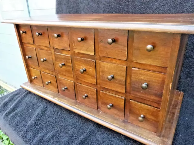 Vintage Wooden Apothecary Cabinet Chest 18 Drawers Table Top Rustic Spice Drawer 3