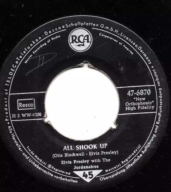 Elvis Presley : All shook up + Thats when your Heartaches Begin  - Vinyl Single