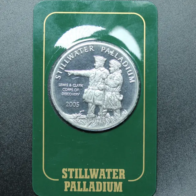 2005 1 oz Stillwater Palladium Buffalo Lewis & Clark Round by Johnson Matthey in