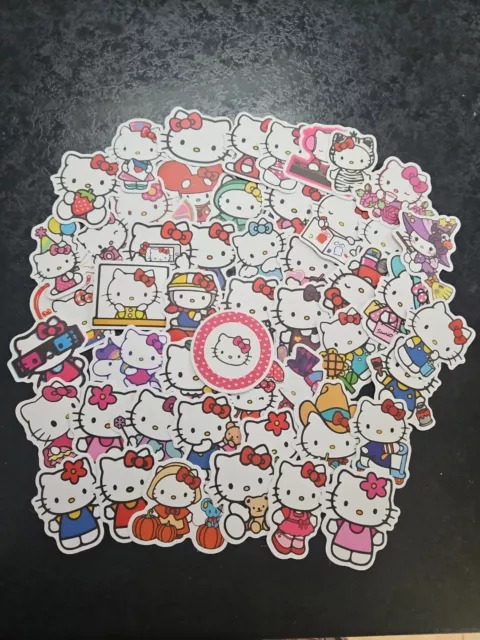 50 Hello Kitty cartoon Stickers decalLaptop phone  Fridge waterproof  UK 4-6cm