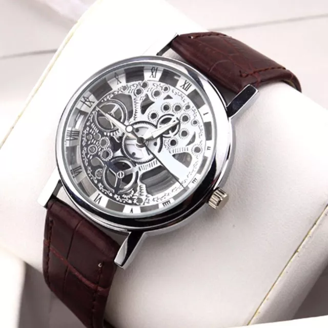 Luxury Men's-Women Fashion Skeleton Quartz Mechanical Look Stainless Steel Watch