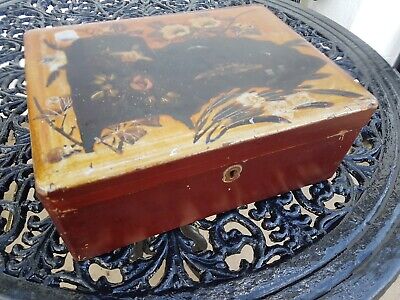 Fab Antique Vintage Asian Oriental Japanese Decorative Lacquer Enamel Wooden Box