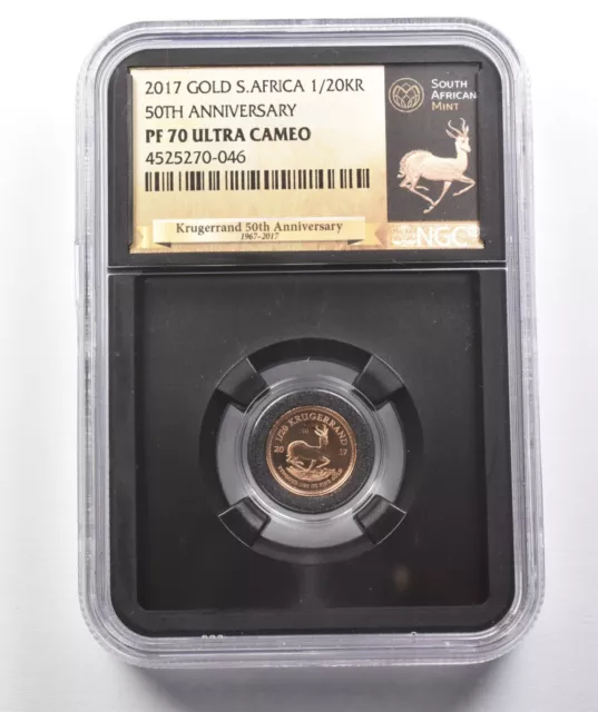 2017 South Africa 1/20 Krugerrand Gold 50th Anniversary PF70 UCAM NGC *1146