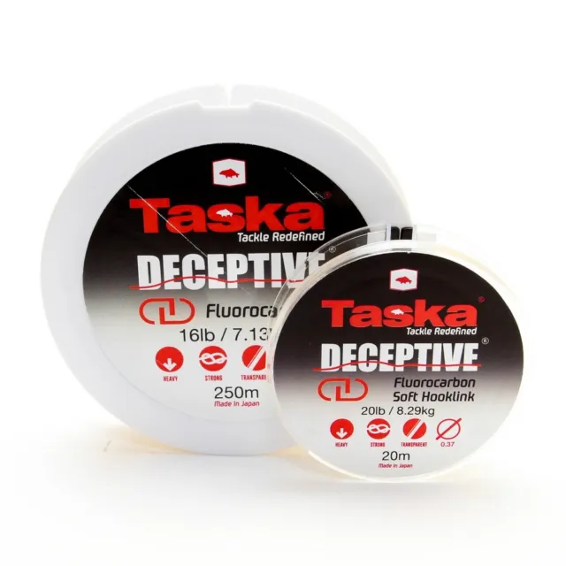 Taska Deceptive Fluorocarbon Fishing Soft Hooklink 20m & Mainline 250m Spools