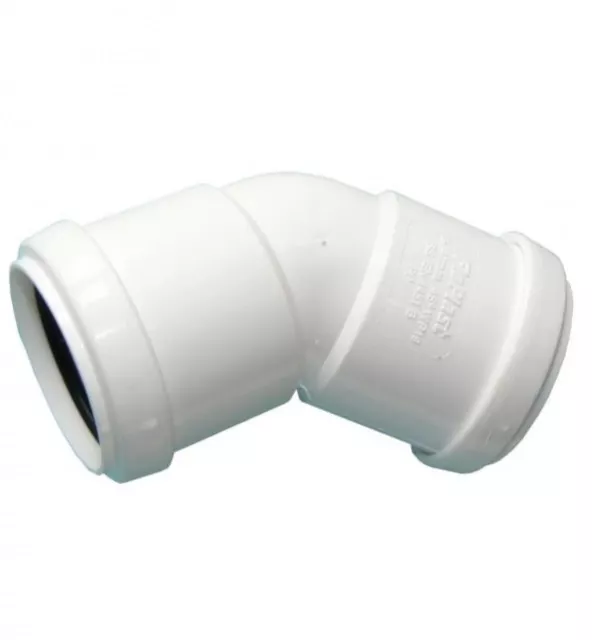 FLOPLAST 32mm White Pushfit 45 Degree Waste Pipe Bend - NEXT DAY AVAILABLE