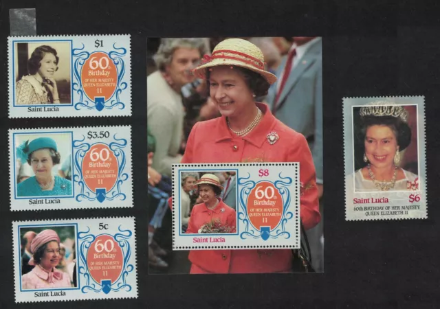 St. Lucia 60th Birthday of Her Majesty Queen Elizabeth II 4v+MS