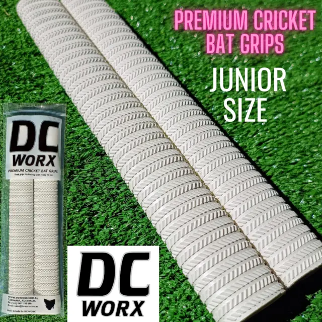 DC WORX - JUNIOR - Traction Gripper Cricket Bat Grip - White, Premium Quality