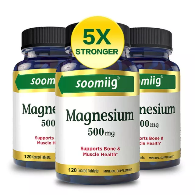 Magnesium Glycinate 500mg | 120 Vegan Capsules High Strength Fatigue Bone Health