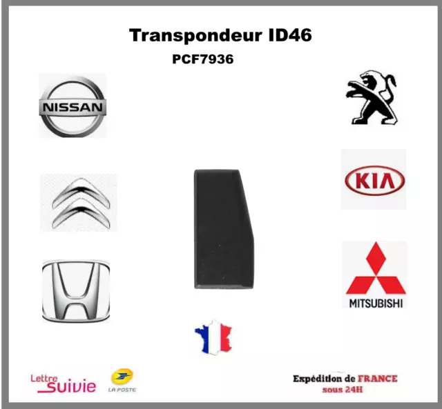 transpondeur ID46 PCF7936 puce antidémarrage compatible peugeot citroen  nissan