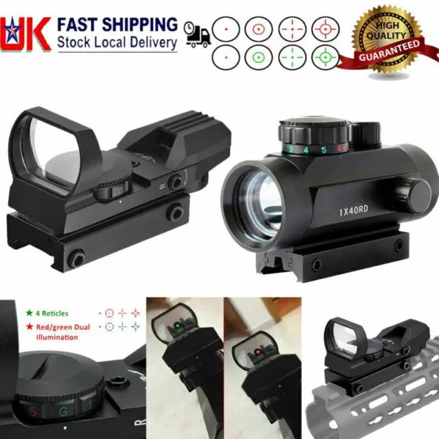 TACTICAL AIRSOFT HOLOGRAPHIC Red Green Dot Reflex Sight Scope W Mm Mount UK PicClick