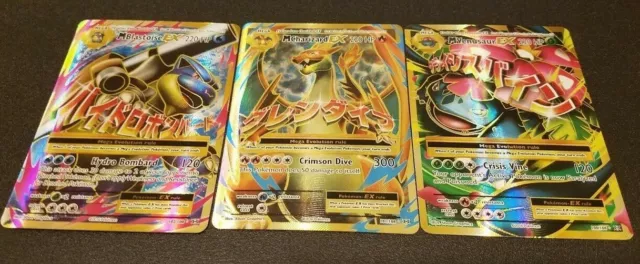 FULL ART Pokemon SET MEGA M BLASTOISE CHARIZARD VENUSAUR EX Ultra Rare Holo LP