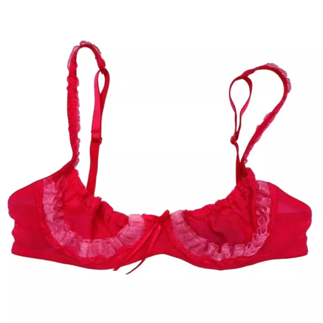Victorias Secret Sexy Little Things 34B Pink Red Underwire Lace Ruffle Sexy Bra