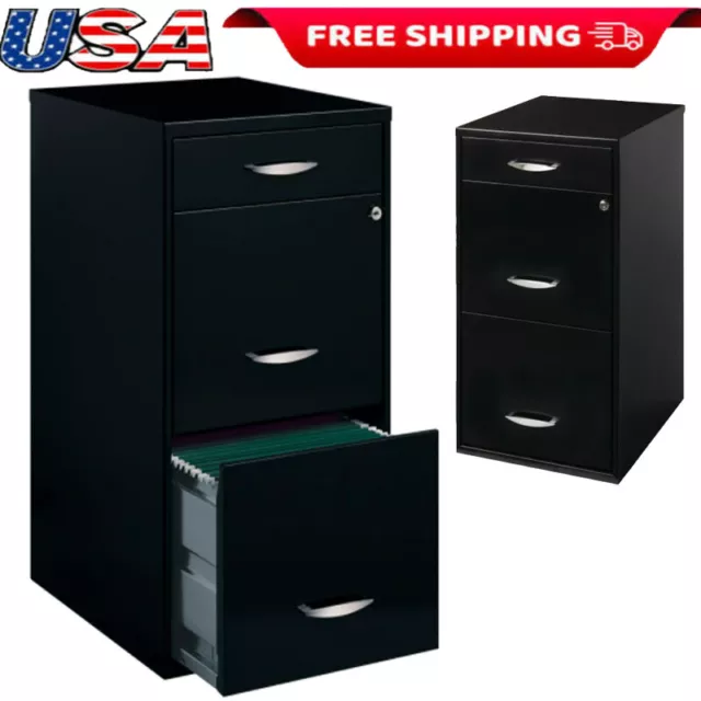 3-Drawers Metal Vertical Filing Cabinet Storage Office Home Organizer File Black