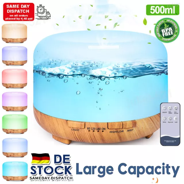 500ML 7 LED Licht Ultraschall Luftbefeuchter Aroma Diffuser Diffusor Humidifier