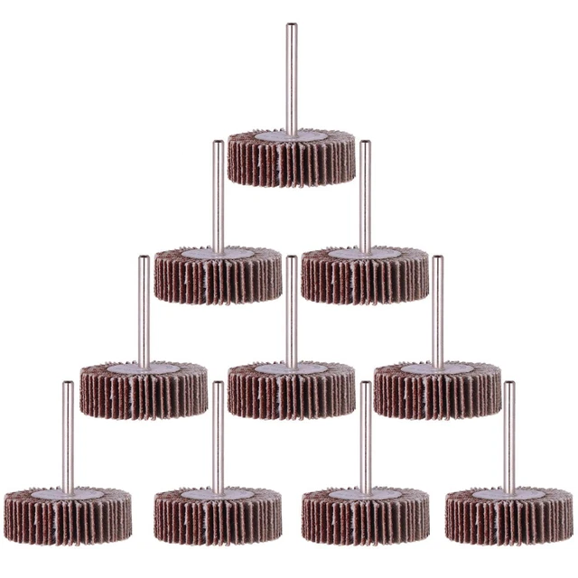 10 Pack Flap Wheel, 120 Grit for Rotary Toolsï¼1/8 Inch Shank (32x10x3)