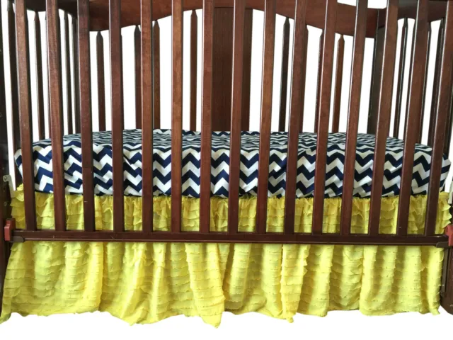 Yellow Ruffle Crib Skirt for Baby Girl Nursery Bedding, Dust Ruffle