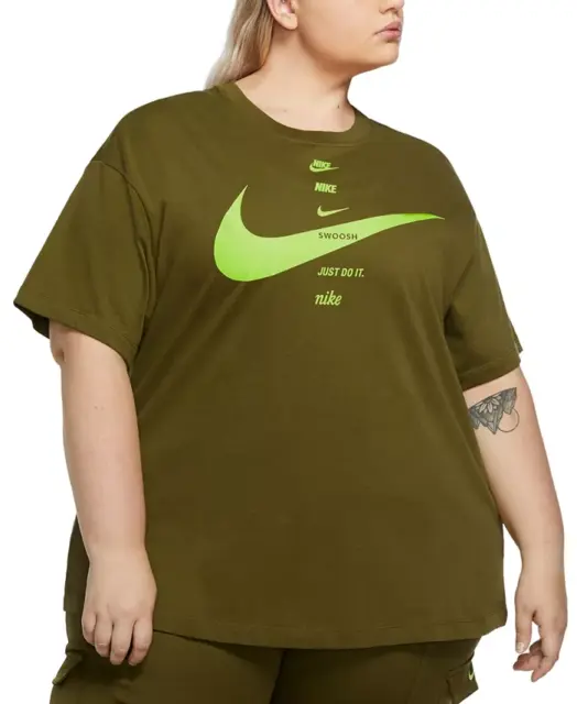 Nike Womens Sportswear Plus Size  Cotton Swoosh Logo T-Shirt