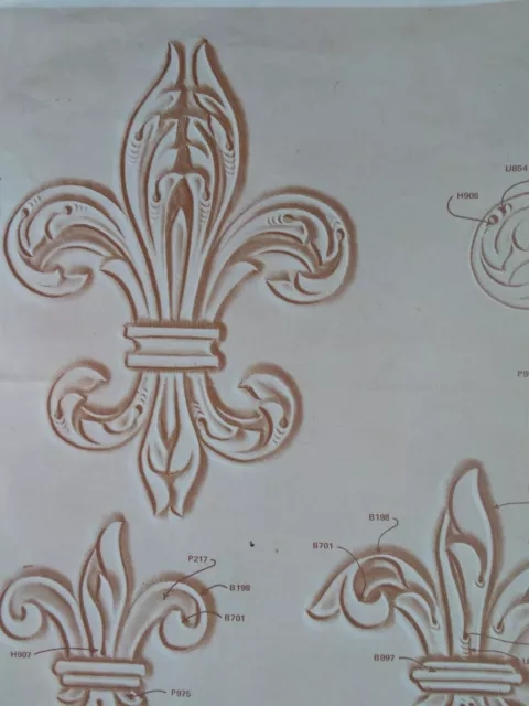 Plantillas raras de flor de lirio de colección de cuero artesano década de 1950