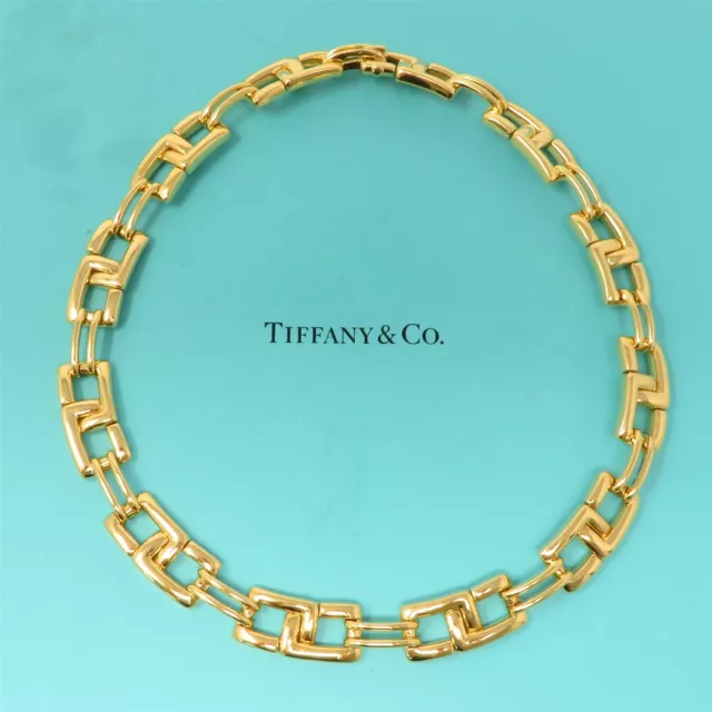 NYJEWEL Tiffany & Co. Biscayne 18k Gold 13mm Heavy Choker Necklace 16.5" W Paper