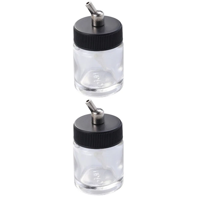 2 piezas botellas de vidrio aerógrafo de 22cc olla modelo de taza de pintura profesional bot recargable