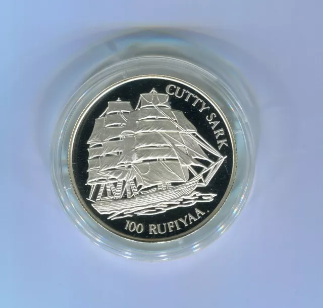 Malediven 100 Rufiyaa 1993 Cutty Sark  Silber PP (M2777)