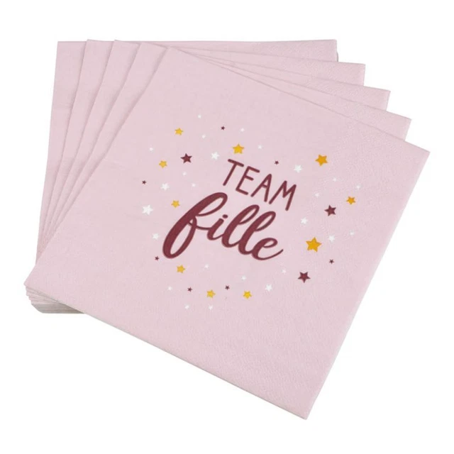 Paris Prix - Lot De 20 Serviettes En Papier "team Fille" 33x33cm Rose