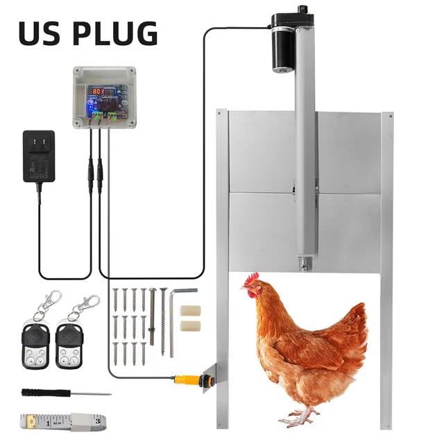 AUTOMATIC CHICKEN COOP Door with Timer, Light Sensor and Remote Control