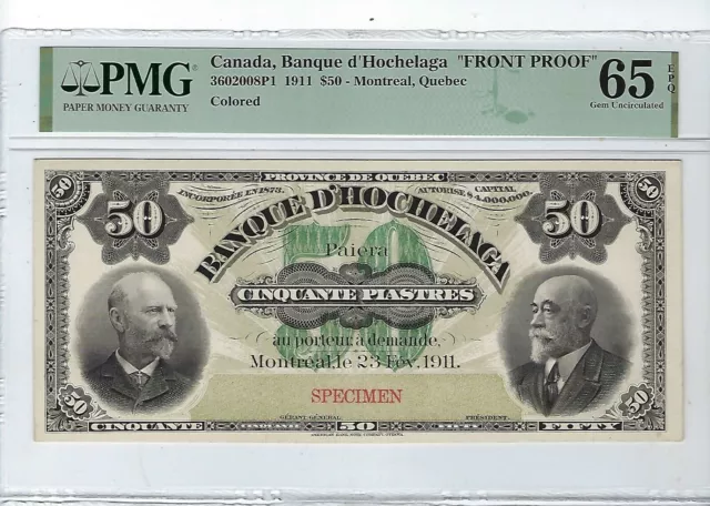 Banque D'hochelaga 1911  $50 Charlton 360-20-08 P1 & 360-20-08-P2 colored 2 Pcs