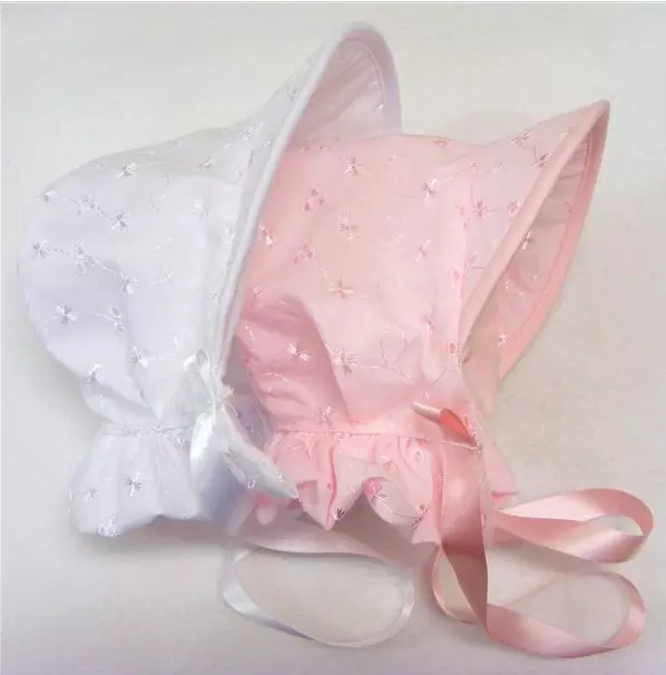 Baby Summer Bonnet Hat Girl White Pink Broderie Anglaise Christening 0 3 6 12m