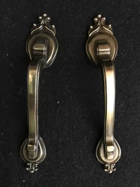 Excellent Pair of 2 Antique Brass Finish Cabinet Pulls