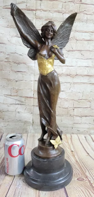 Handcrafted bronze sculpture SALE Standing Angel Charming Large French Signed 2