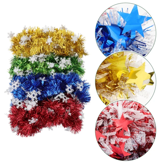 4 piezas tiras de Navidad PVC guirnalda de lámina brillante decoración de árbol de vacaciones
