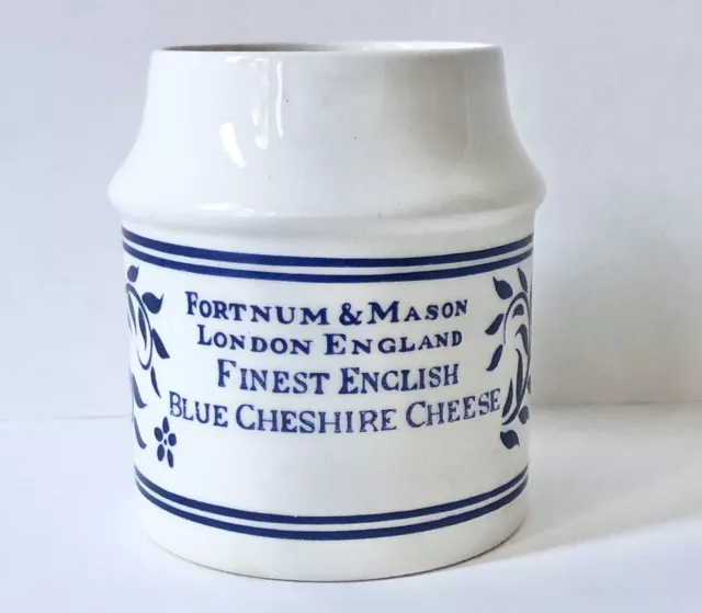 Vintage Fortnum & Mason English Blue Cheshire Cheese Jar Farmhouse Cottage Decor