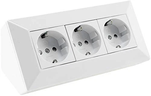 Prise de courant bloc blanc - 230 V - Montage à 45 ° - Pour plan de travail d...