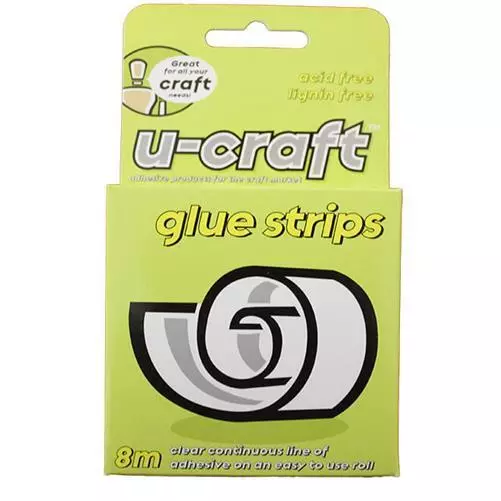 2 U-Craft Double Sided Permanent Glue Adhesive Strips Line Tape 4mm x 8m 201079