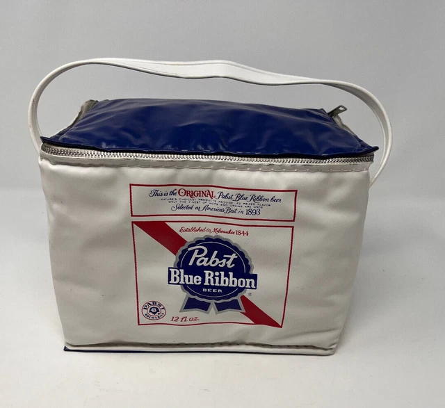 Vintage Pabst Blue Ribbon PBR Six Pack Cooler Bag W/ Carry Strap 1970s