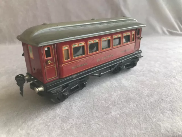 Märklin Waggon aus Blech Spur 0 Mitropa Schlafwagen mit Licht  Nr 18