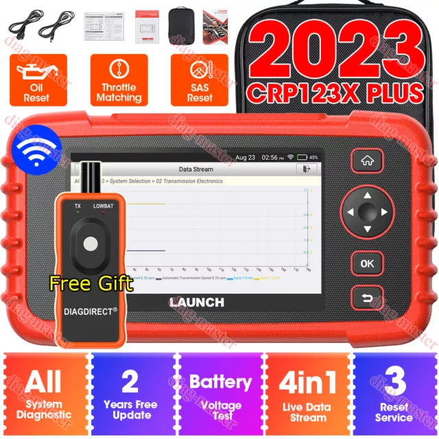 LAUNCH CRP123X Plus Car OBD2 Scanner ALL System Diagnostic Tool Oil SAS Throttle