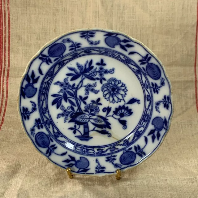 Antique MEISSEN ENGLAND Blue Onion Collector's Plate - Blue Crown Hallmark Stamp