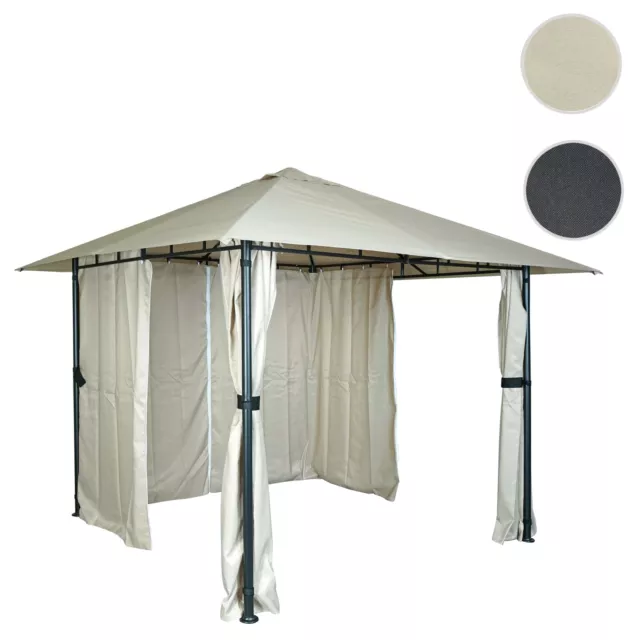 Pergola HWC-J63, Garten Pavillon Terrassenüberdachung mit Seitenwand 3x3m