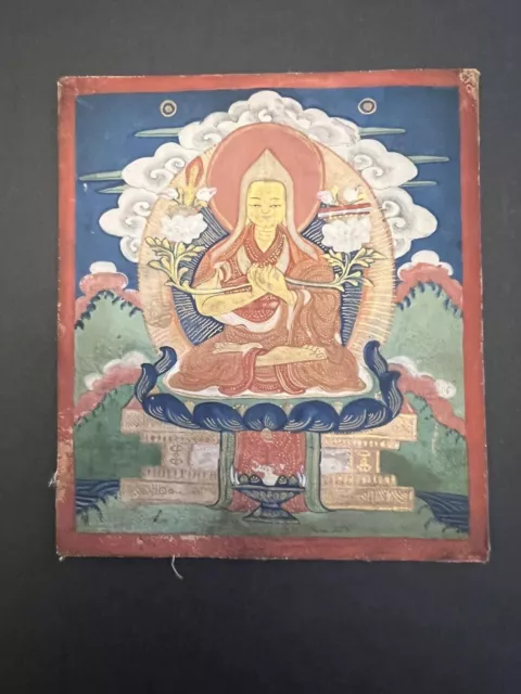 Antique  Mongolian Tibetan Buddhist Small Thangka  Painting