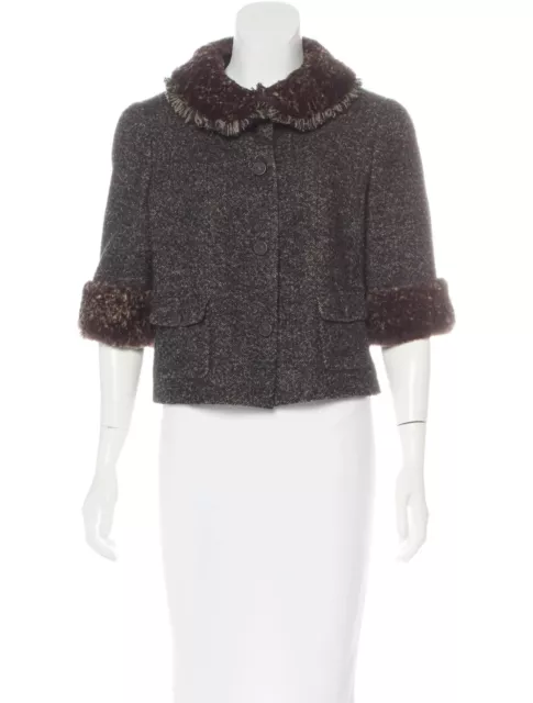 Chanel Fur-Trimmed Wool Jacket Size: L | US10, FR42