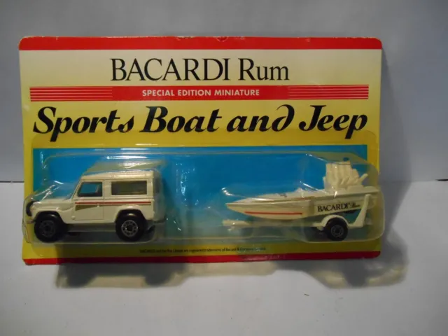 Matchbox Lesney superfast - TWO PACKS - "BACARDI RUM" Sports Boat & Jeep