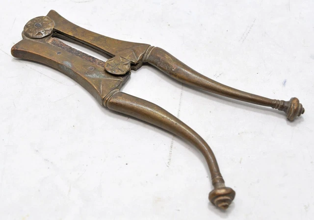 Antique Brass Betel Nut Cutter Sarota Original Old Hand Crafted Engraved